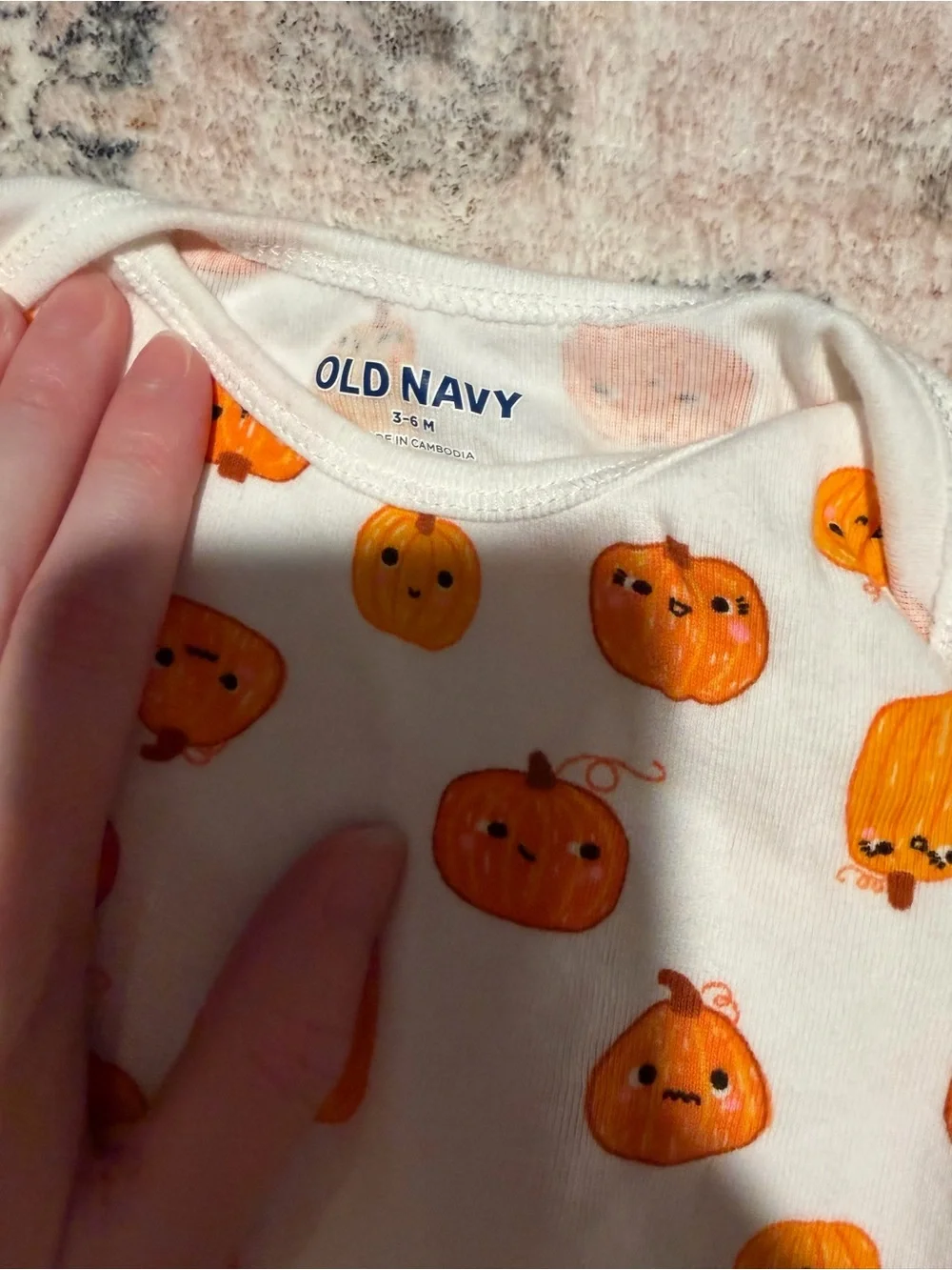 Old Navy White Long-Sleeve Pumpkin Print One-Piece